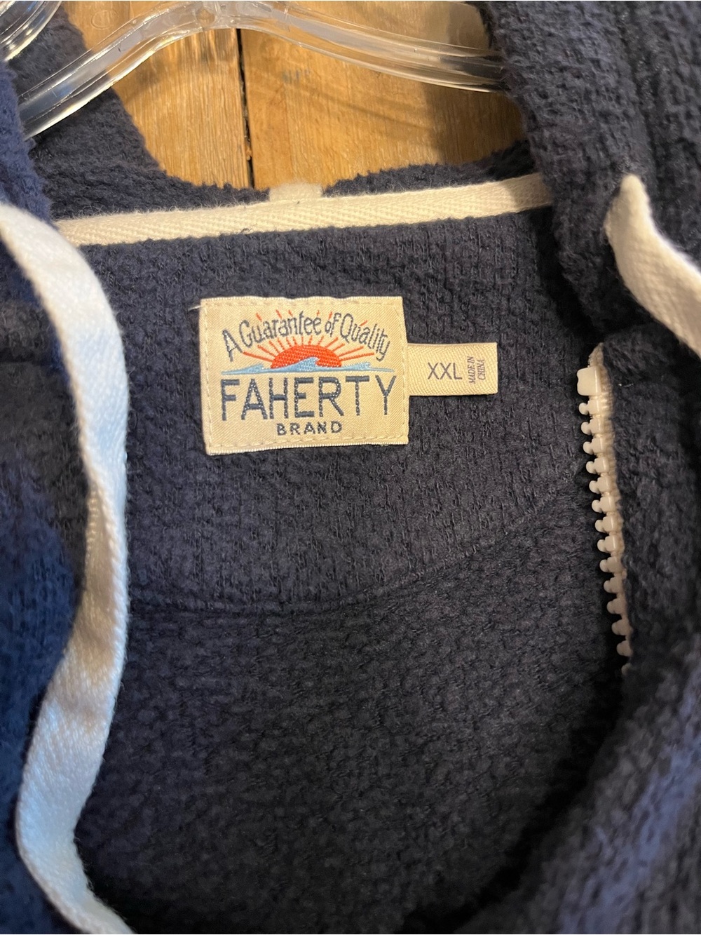 Faherty Men’s Navy Zip-Up Hoodie - Picture 3 of 5
